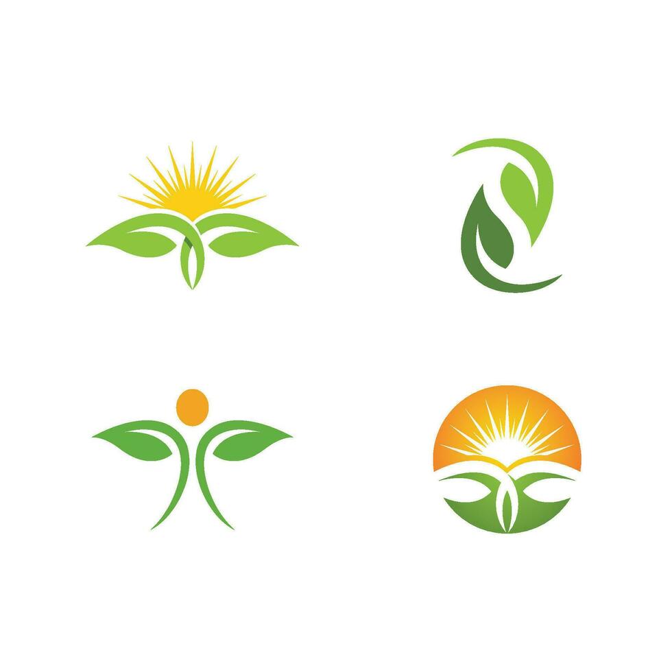 Logos of green Tree leaf ecology vector