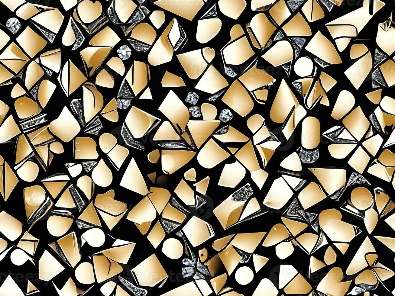 AI generated abstract gold geometric background with triangles or diamond shape. photo