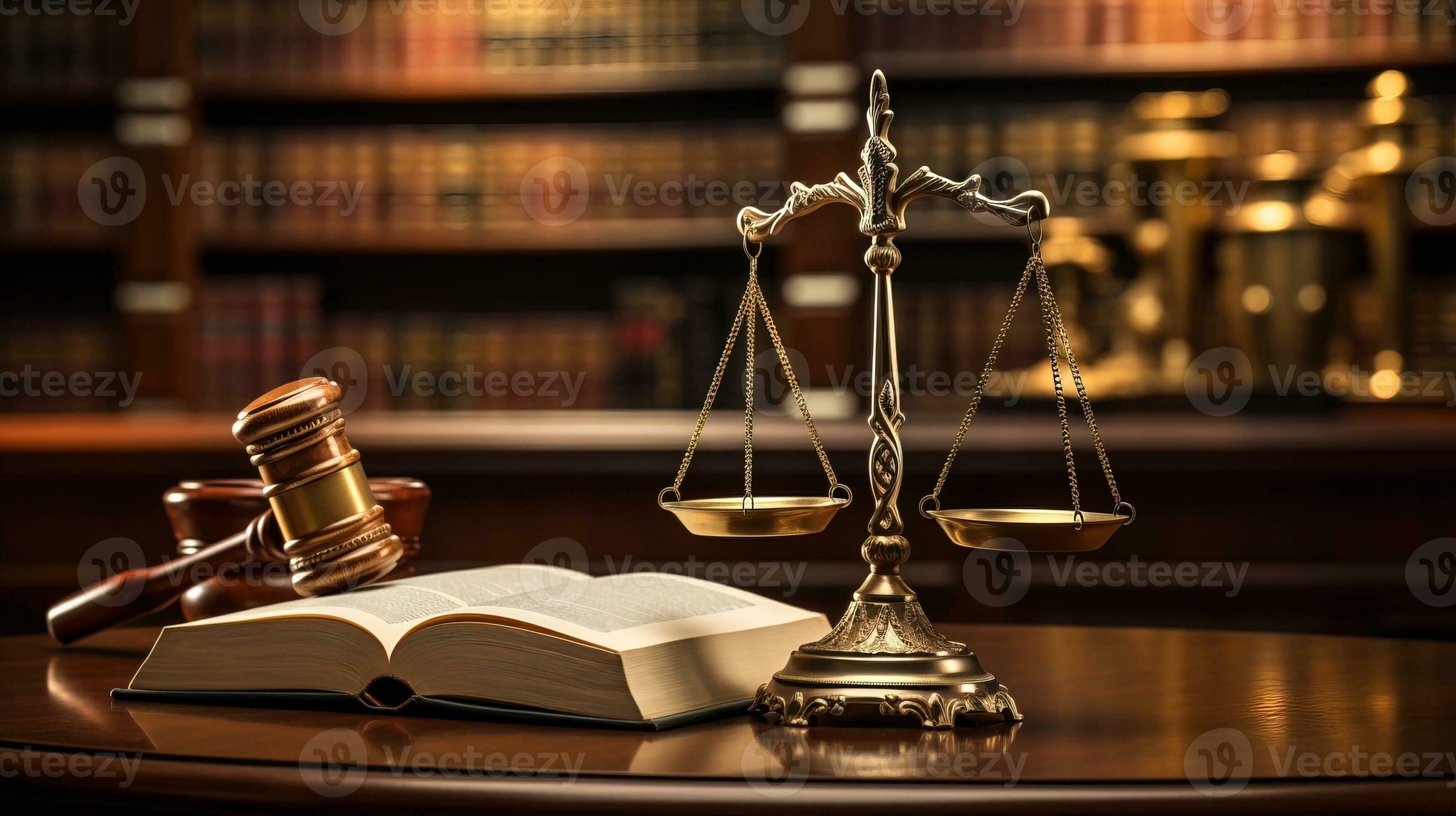 ai generado ley libros mazo y escamas simbolizando justicia en un mesa
