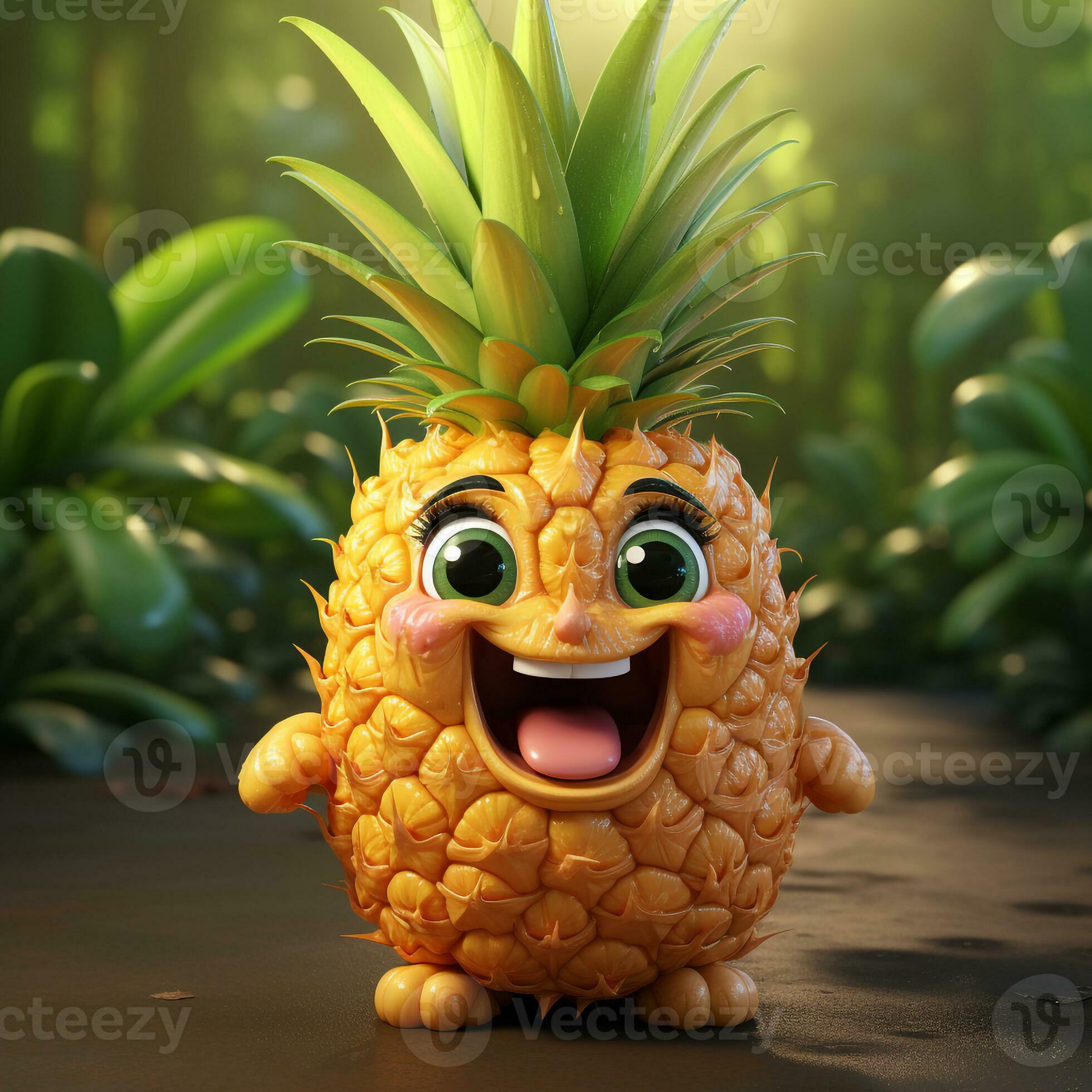 AI generated 3d realistic cartoon cute pineapple fruit 35305498 Stock ...