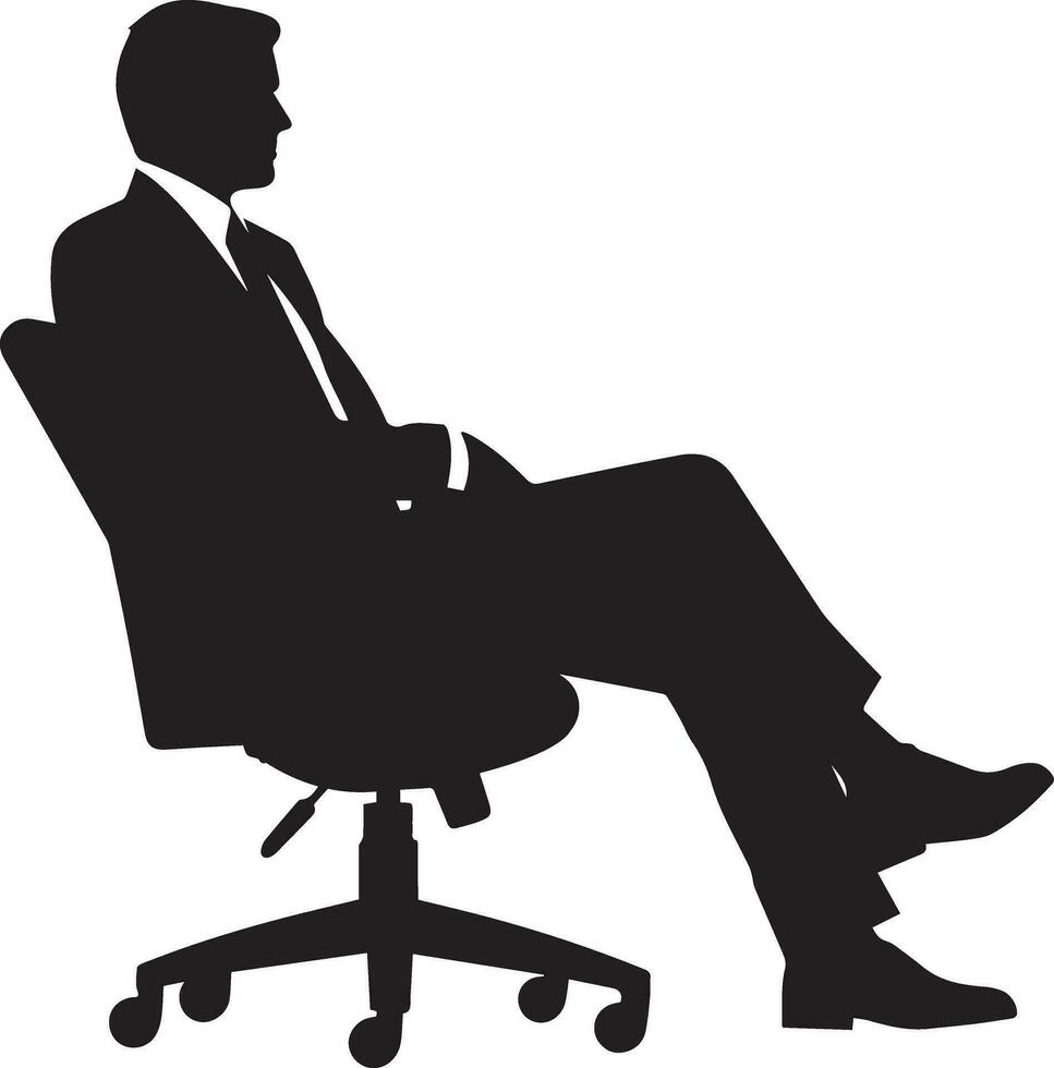 Business man sitting on chair vector silhouette 4