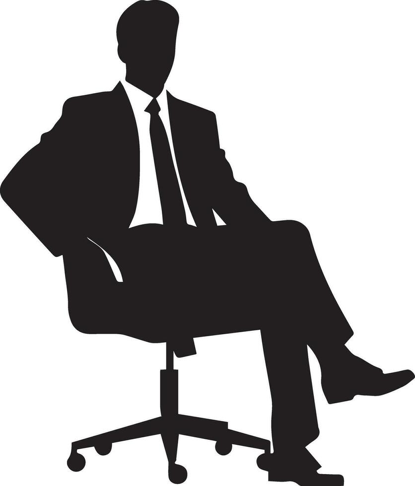 Business man sitting on chair vector silhouette 10