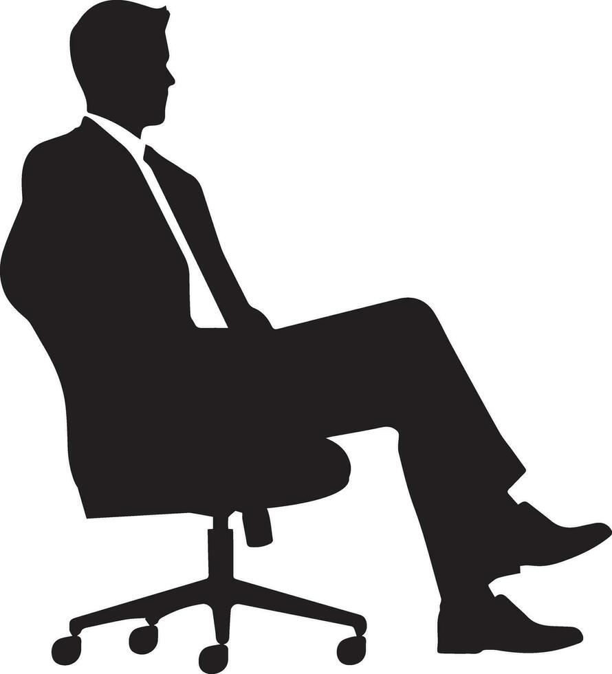 Business man sitting on chair vector silhouette 8