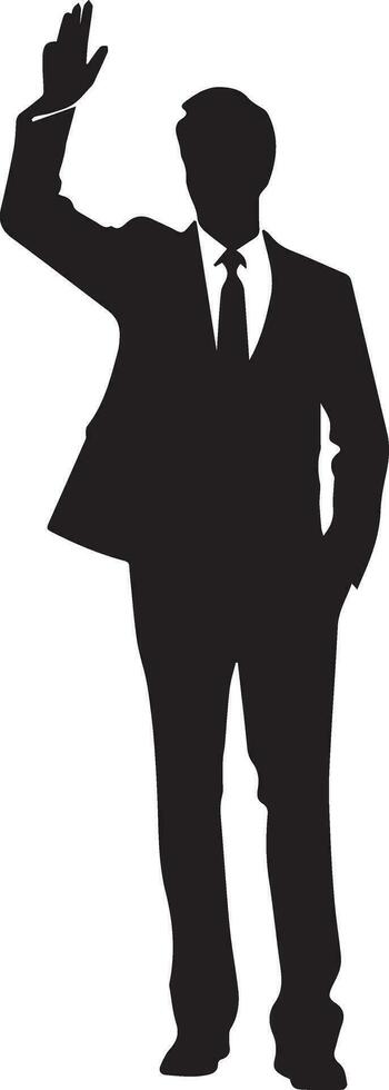 Business man standing pose vector silhouette, black color silhouette
