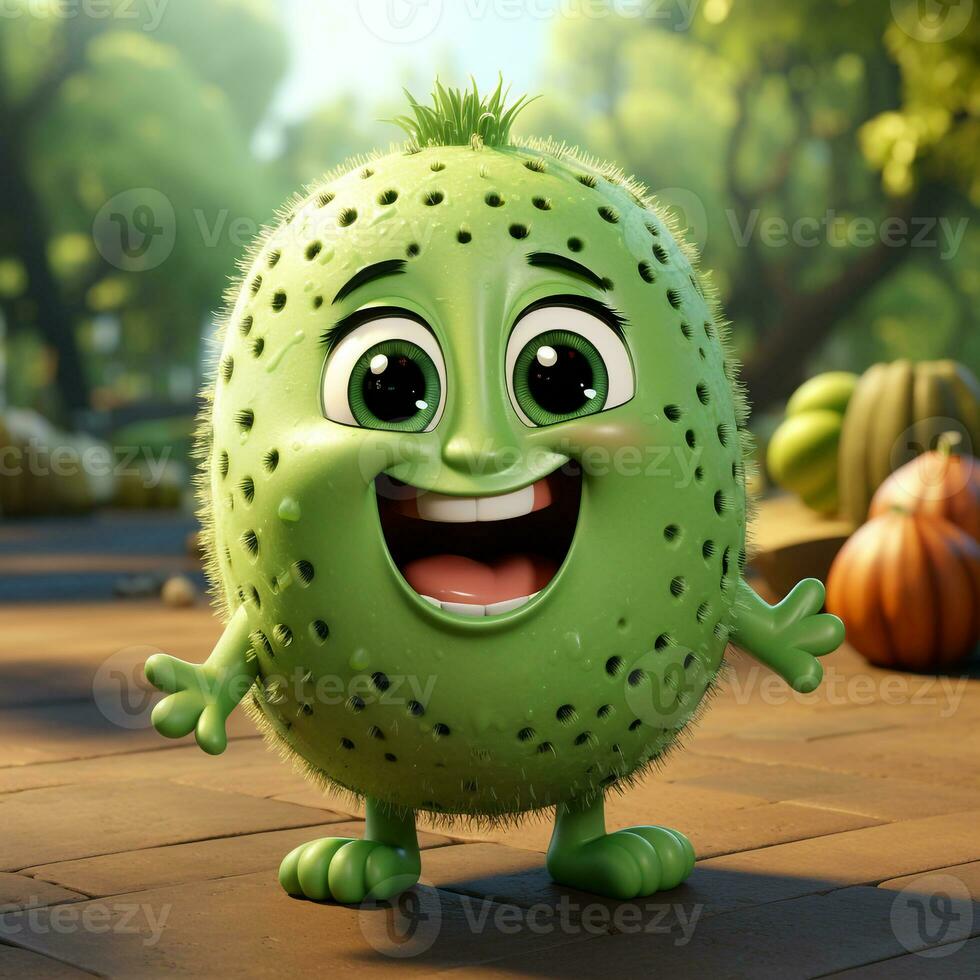 AI generated 3d realistic cartoon cute watermelon fruit photo