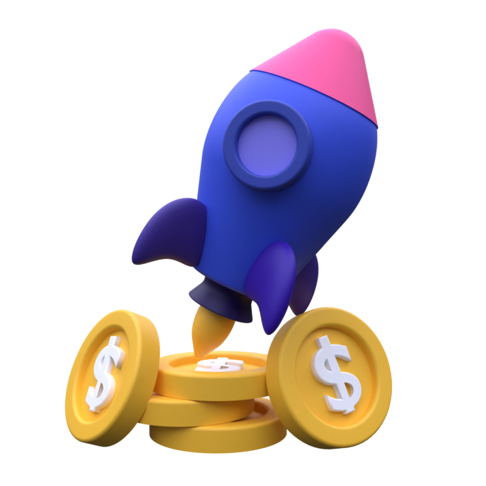 unique 3d render money startup icon illustration.Realistic vector illustration png