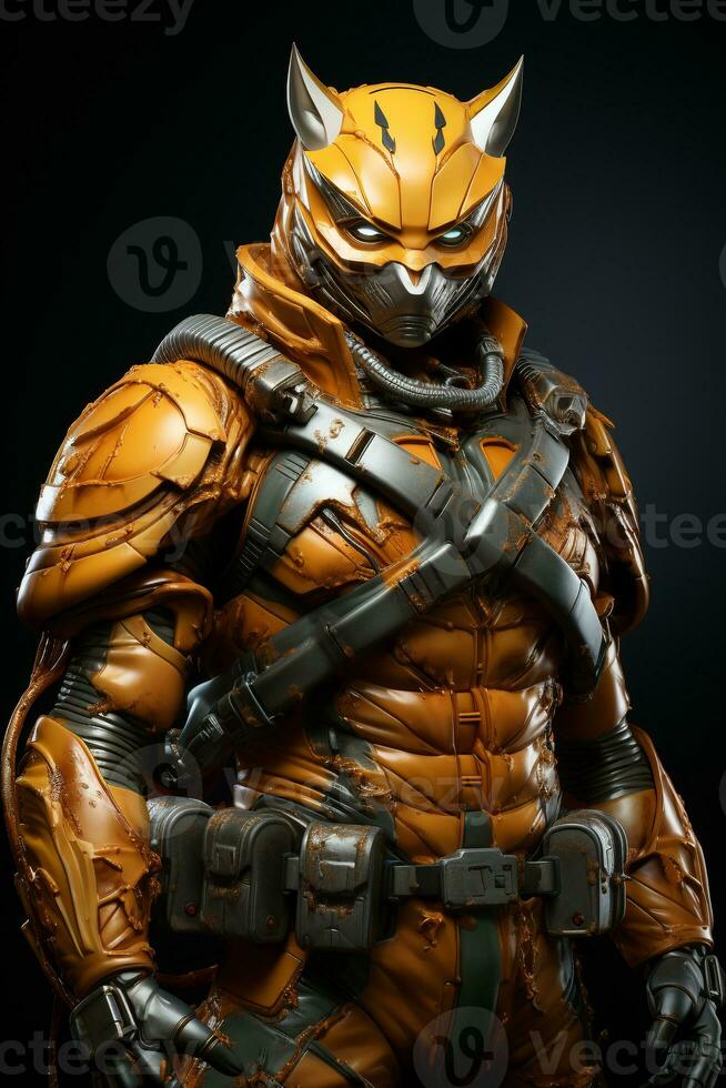 AI generated 3d super hero orange cat photo