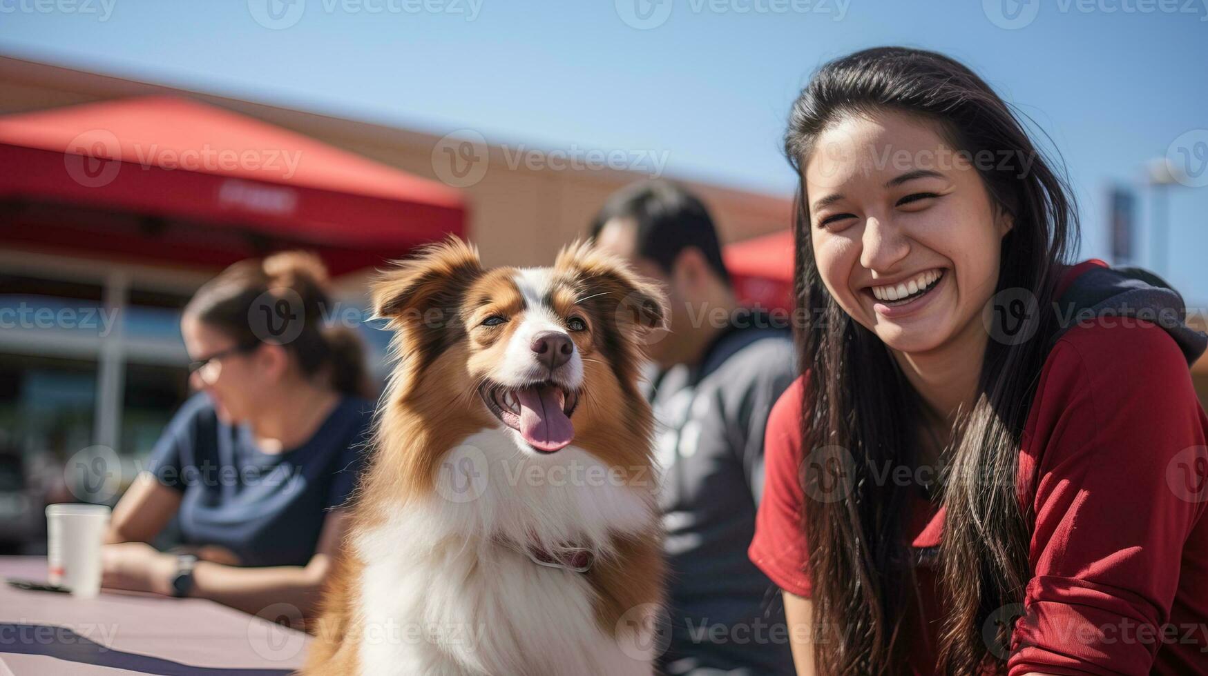 AI generated Pet adoption event where families interact. Generative AI photo