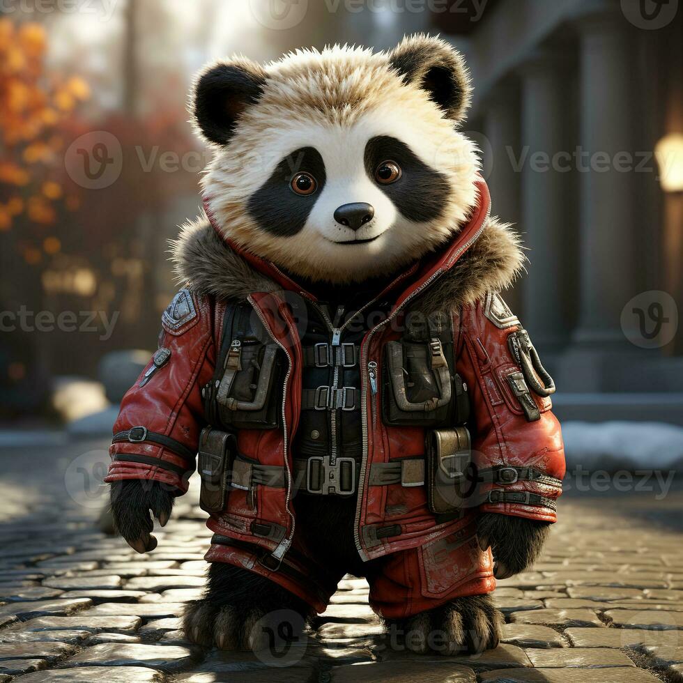 ai generado 3d súper héroe panda foto