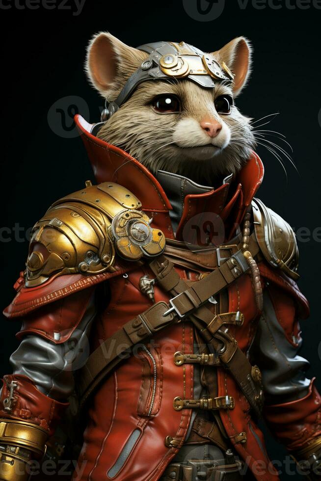 AI generated 3d super hero rat photo