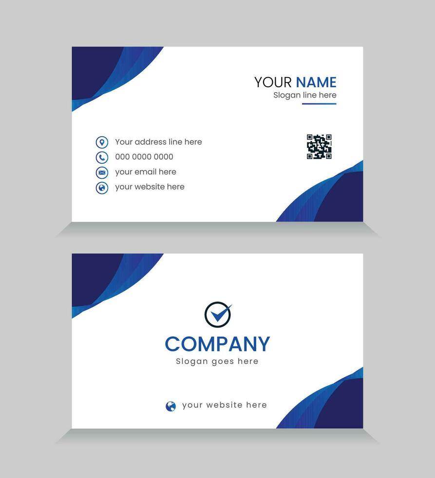 Corporate Business Card Layout with Blue Accents vector