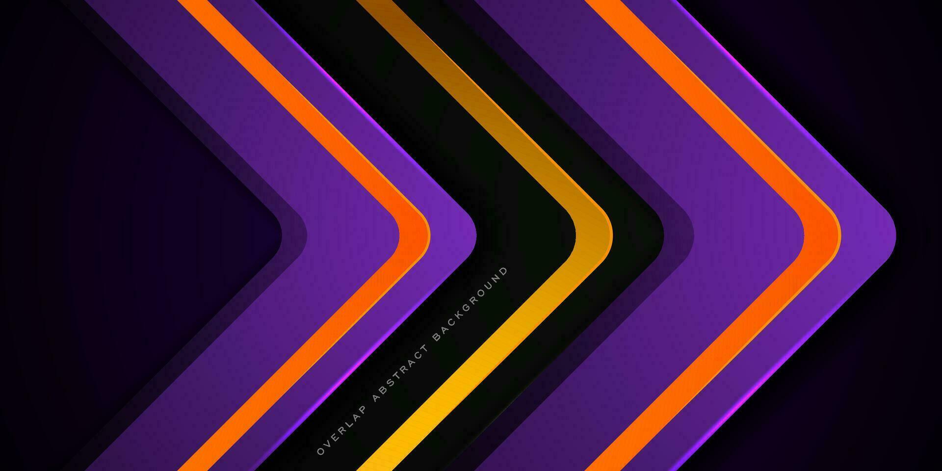 Abstract square theme arrows overlap background with purple and black shapes with orang and gold lines pattern for graphics design .Eps10 vector