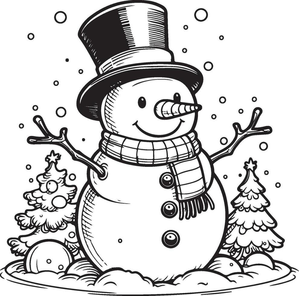 Snowman Illustration In Vector Template 3