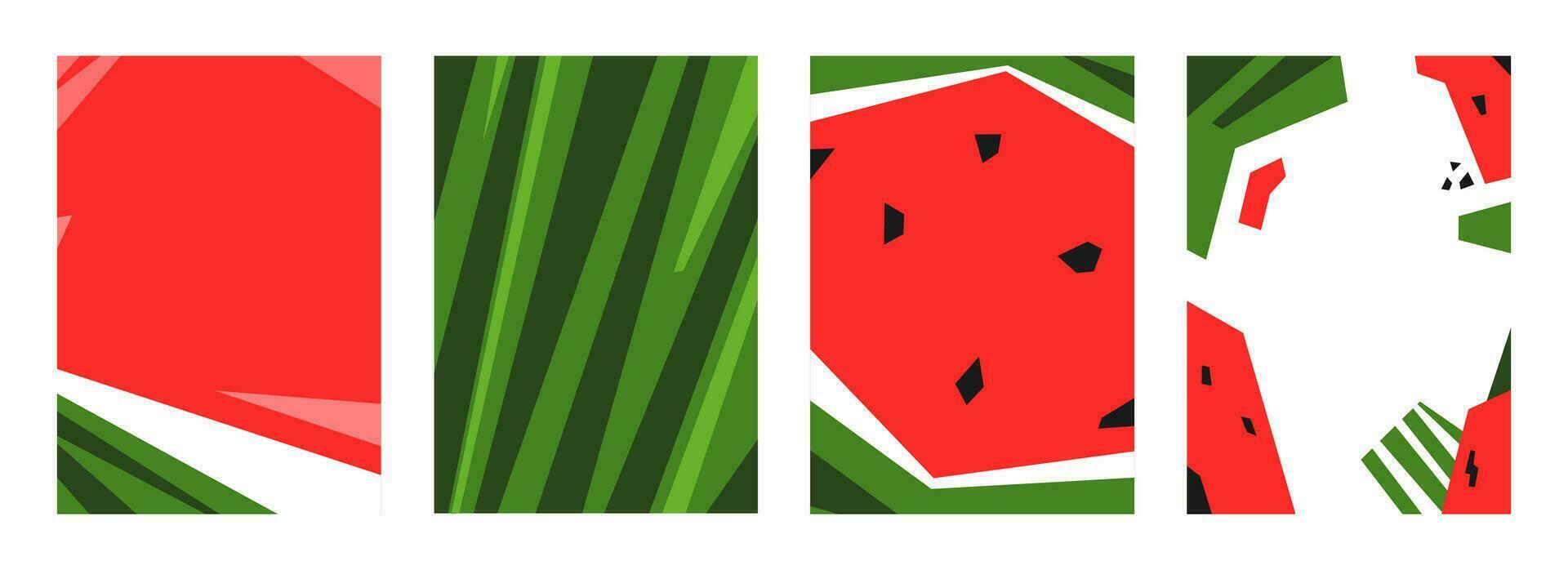 set of watermelon abstract background. vertical background. flat vector illustration.