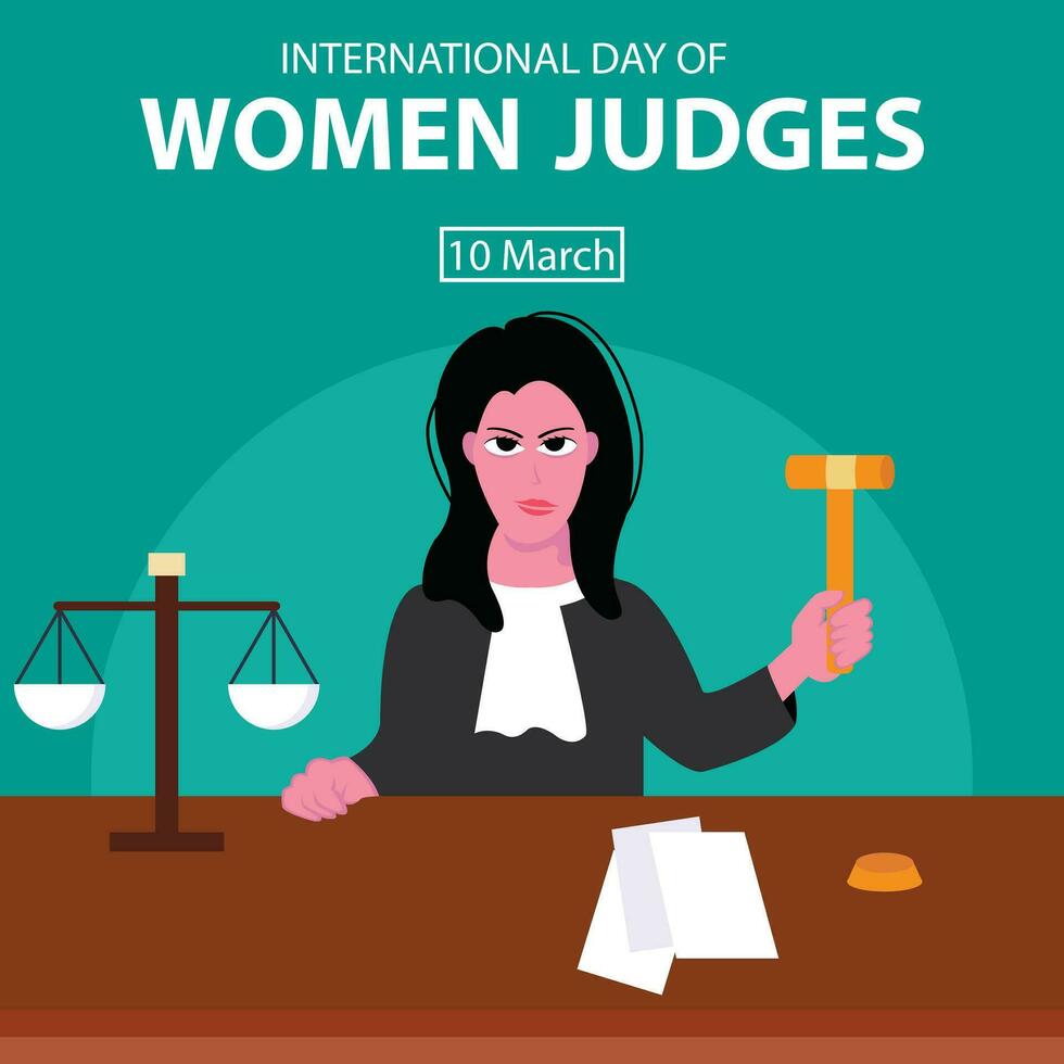 illustration vector graphic of a female judge at the desk, perfect for international day, women judges, celebrate, greeting card, etc.