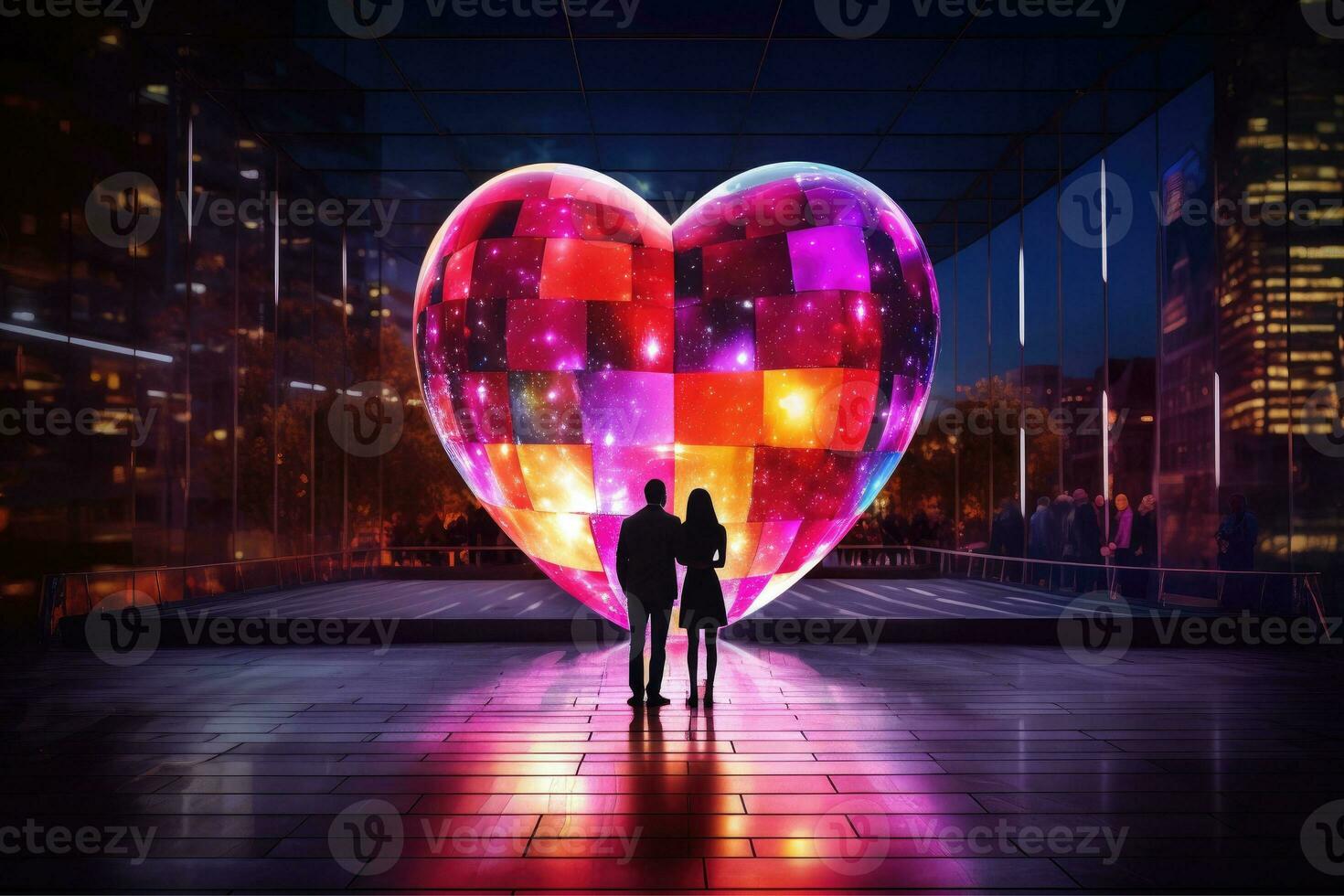 AI generated Valentines day background banner with LOVE Heart, Love background, AI Generative photo