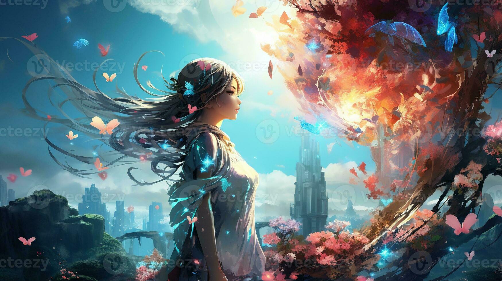 AI generated steep into a digital dreamscape, digital art illustration, Generative AI photo