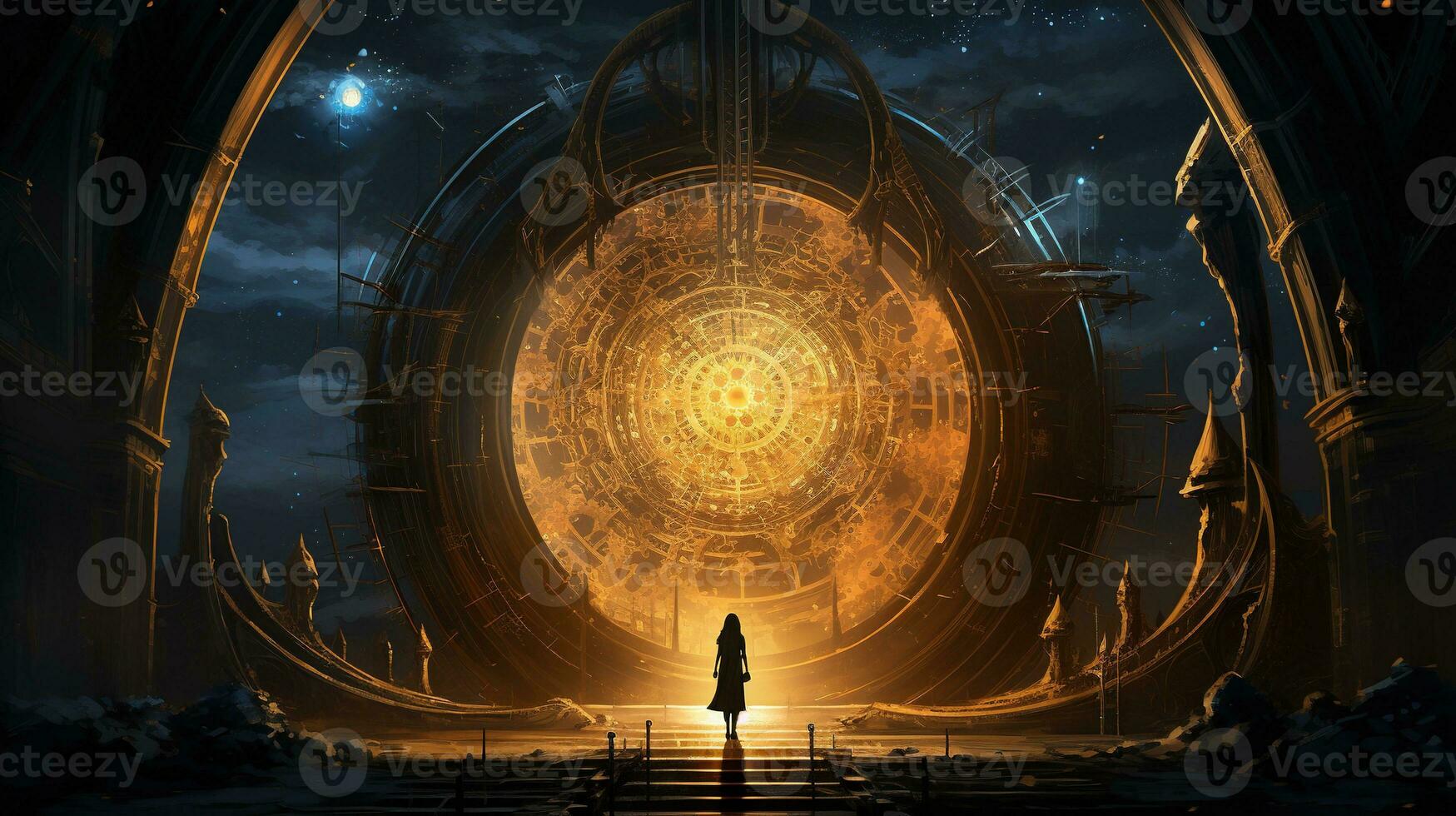 AI generated realm gate portal, digital art illustration, Generative AI photo