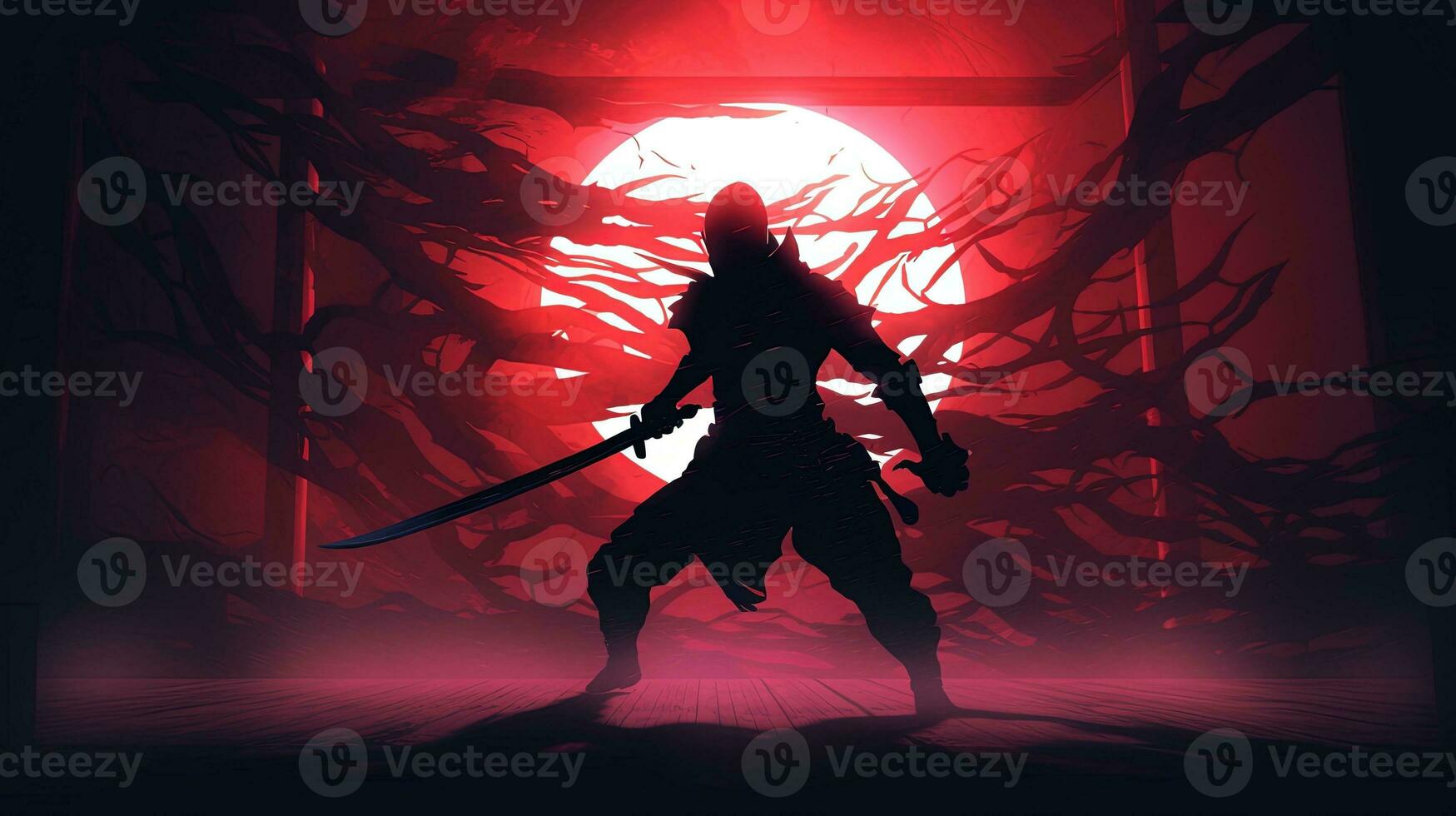 AI generated shadow blade, digital art illustration, Generative AI photo