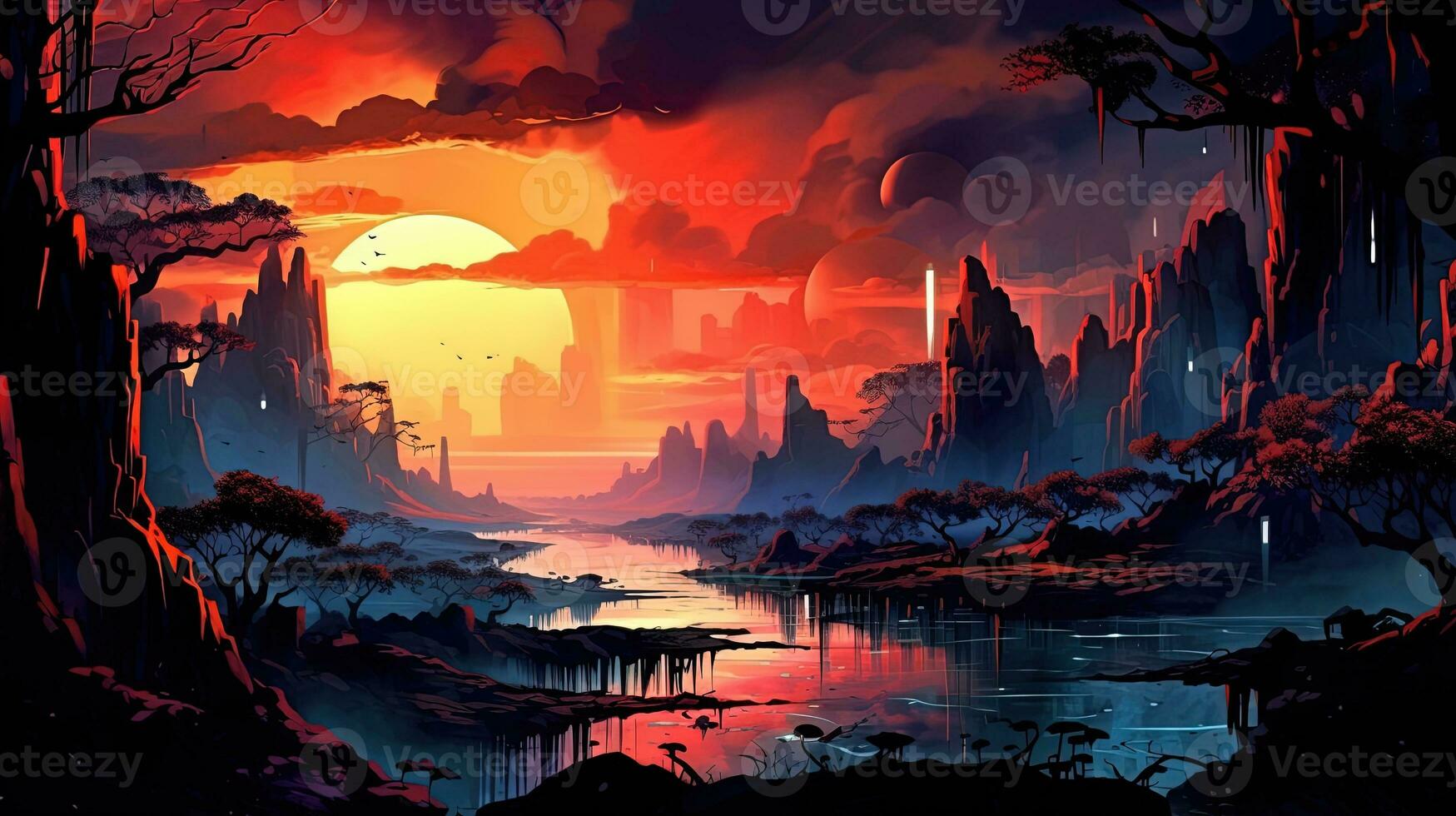 AI generated shadow elements, digital art illustration, Generative AI photo