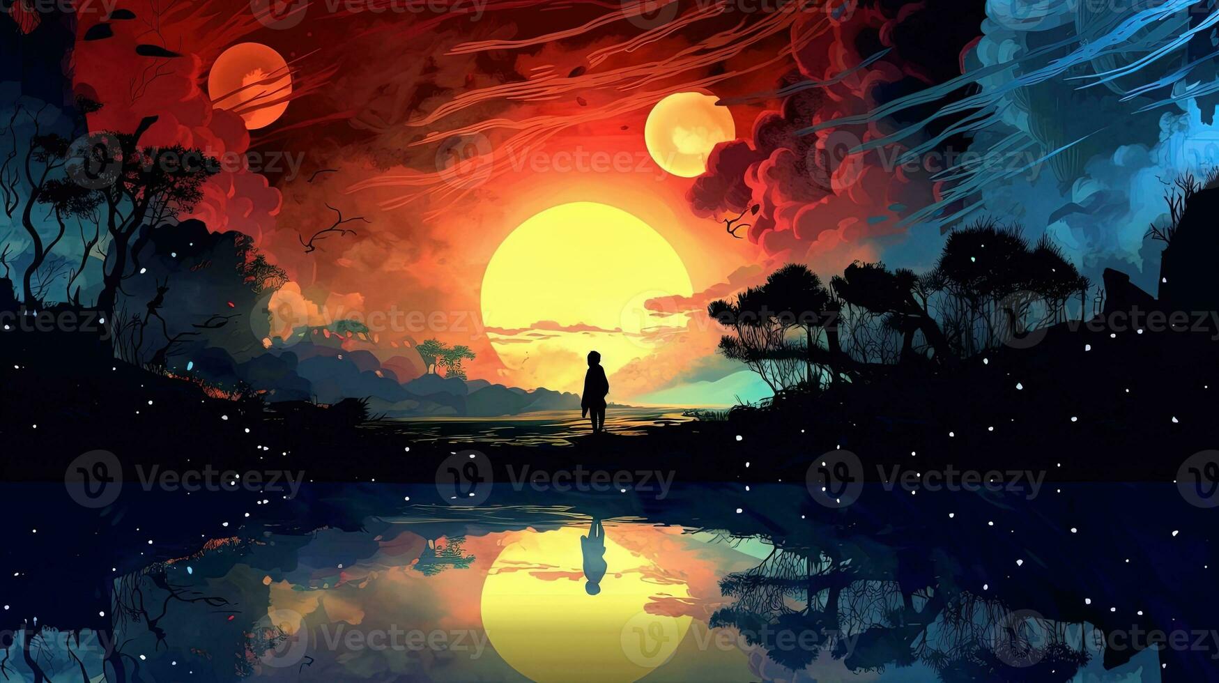 AI generated shadow elements, digital art illustration, Generative AI photo
