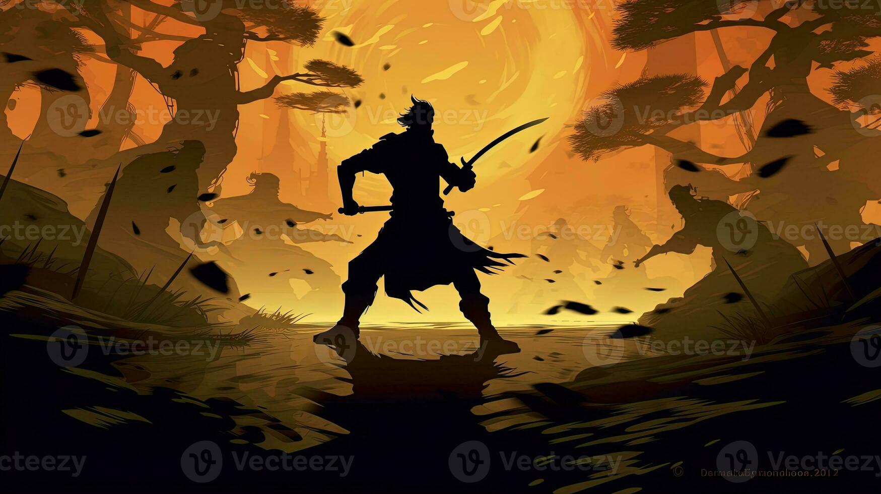 AI generated shadow dance, digital art illustration, Generative AI photo