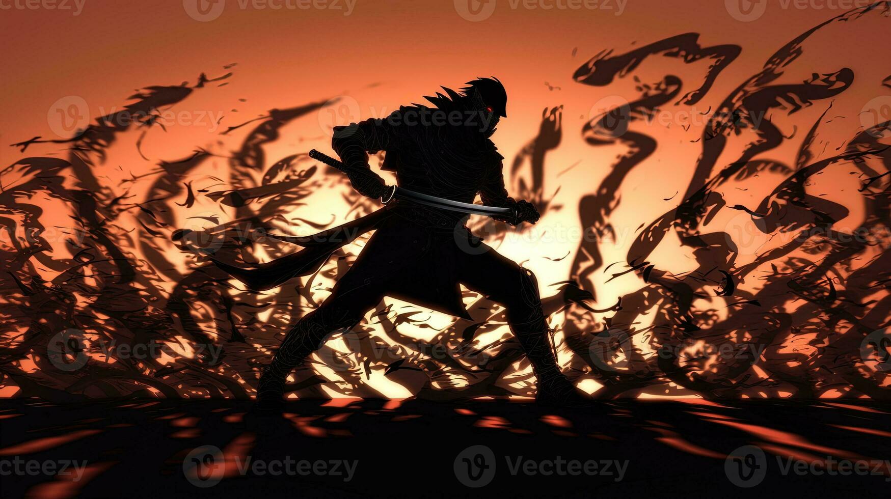 AI generated shadow dance, digital art illustration, Generative AI photo