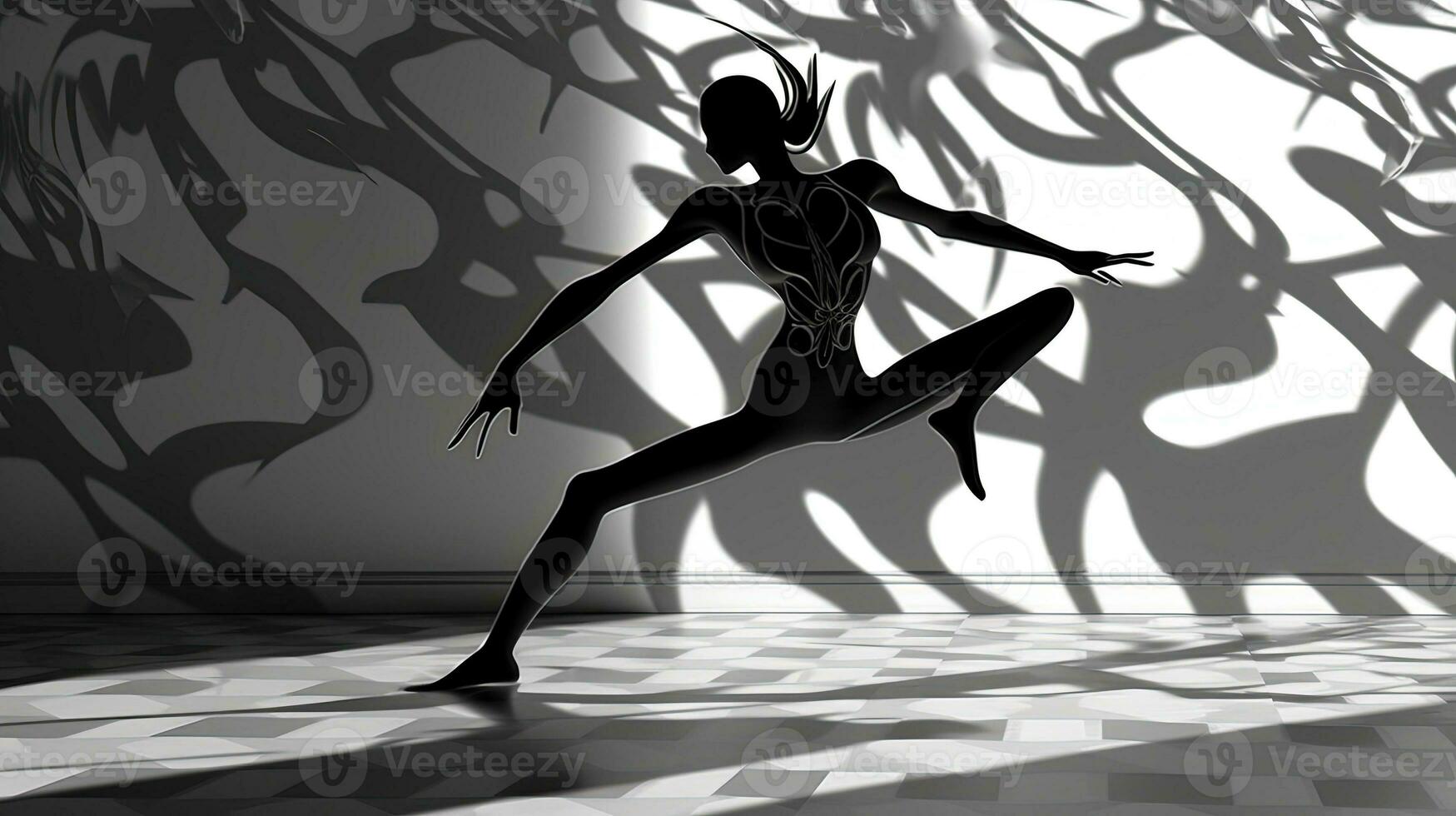 AI generated shadow metamorphosis, digital art illustration, Generative AI photo