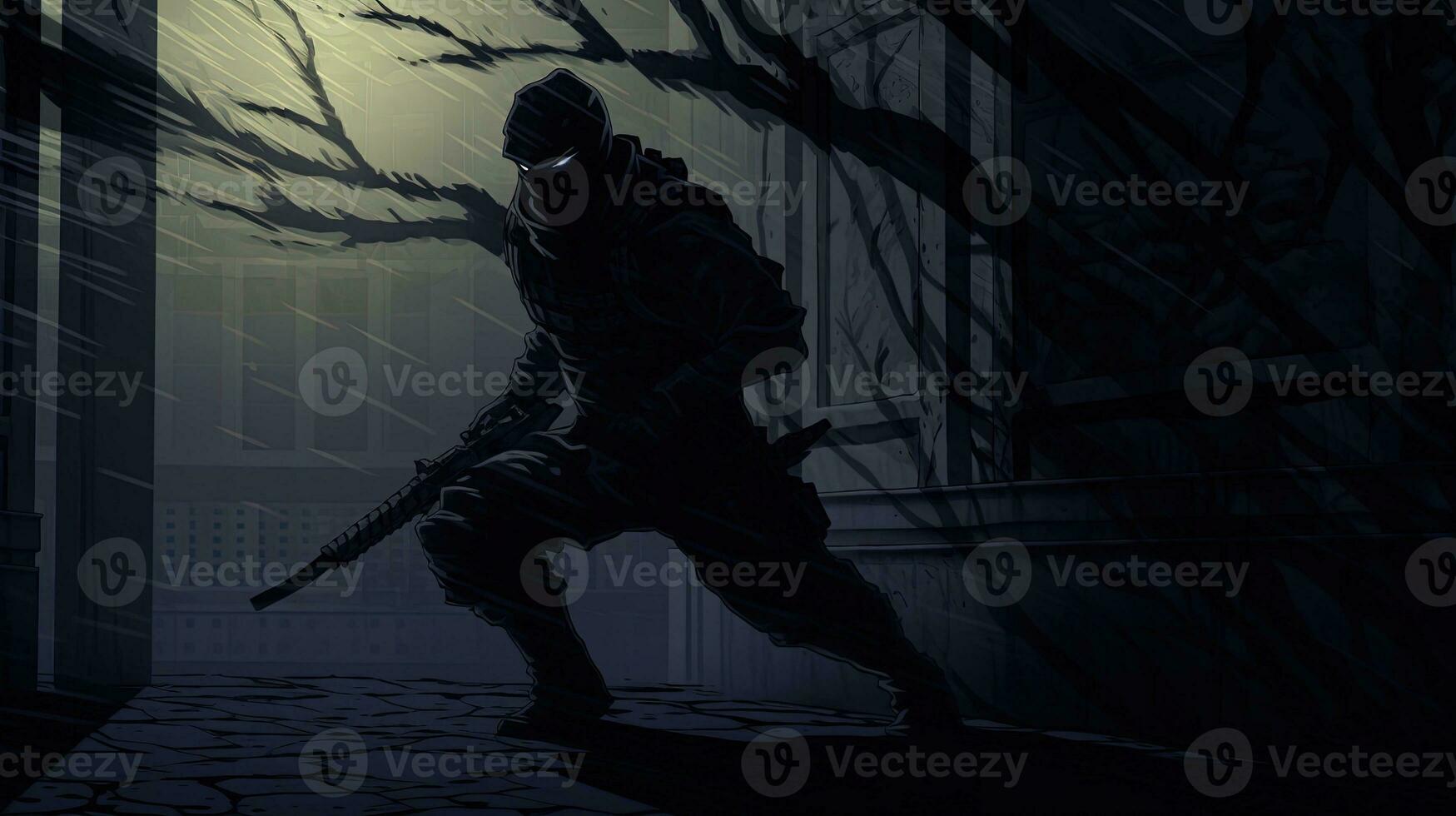 AI generated stealth ambush, digital art illustration, Generative AI photo