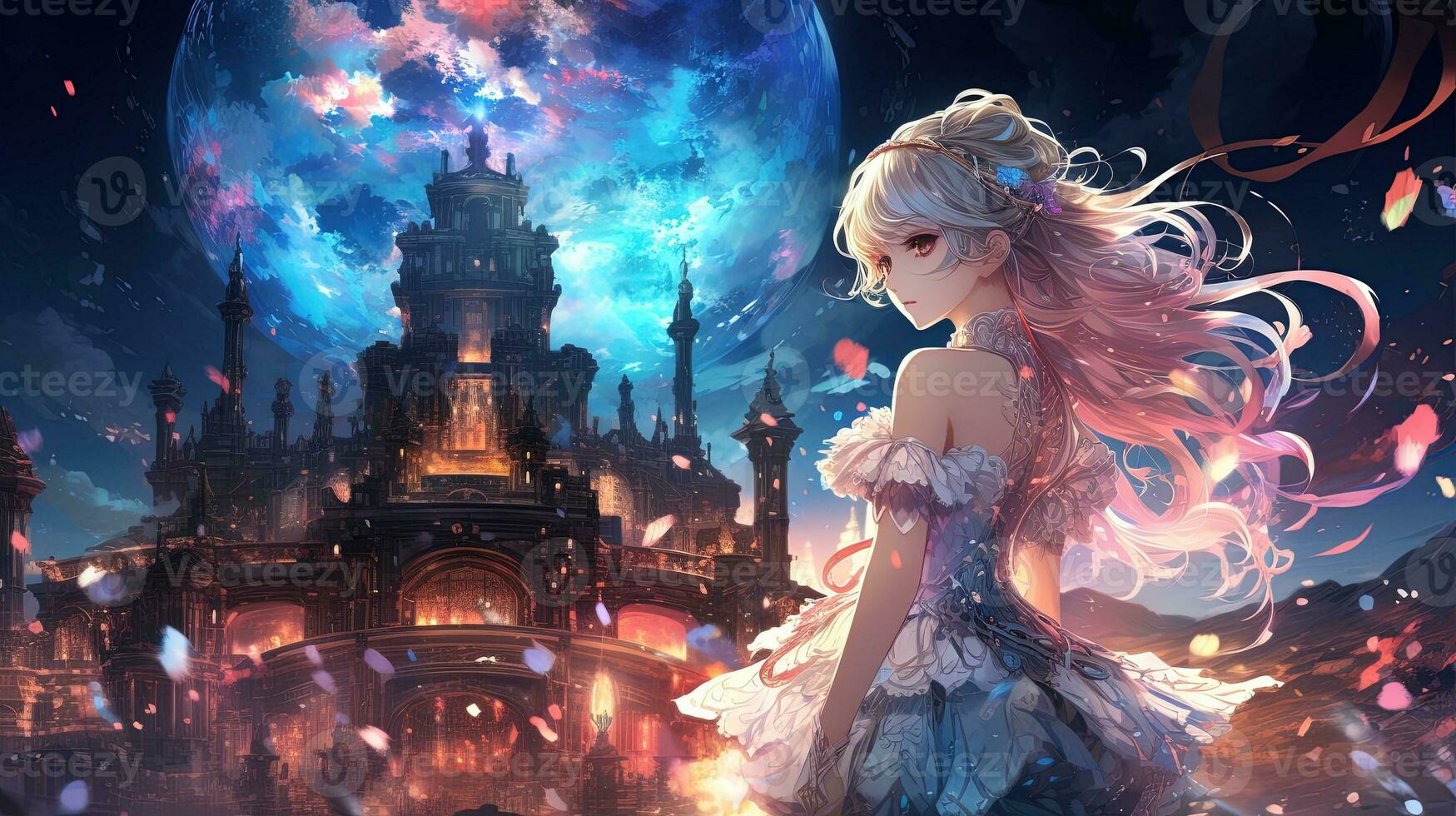 AI generated enchanted fantasy metaverse, digital art illustration, Generative AI photo