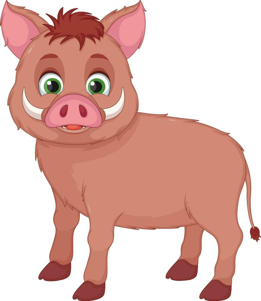 Vector Cute Cartoon Boar