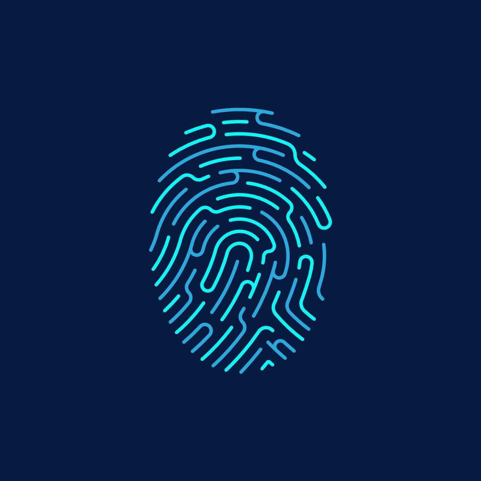 concept of cyber security or biometrics, an editable path graphic of fingerprint combined with maze vector