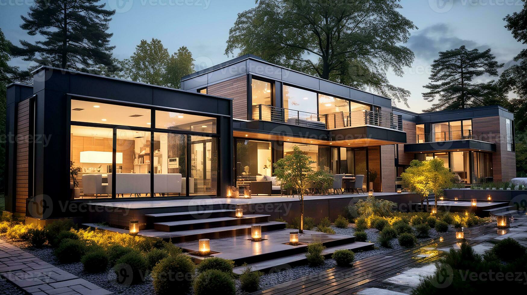 AI generated Colorful fireworks with bokeh lights. Background with copy space for celebration and anniversary concept. Generative AI photo