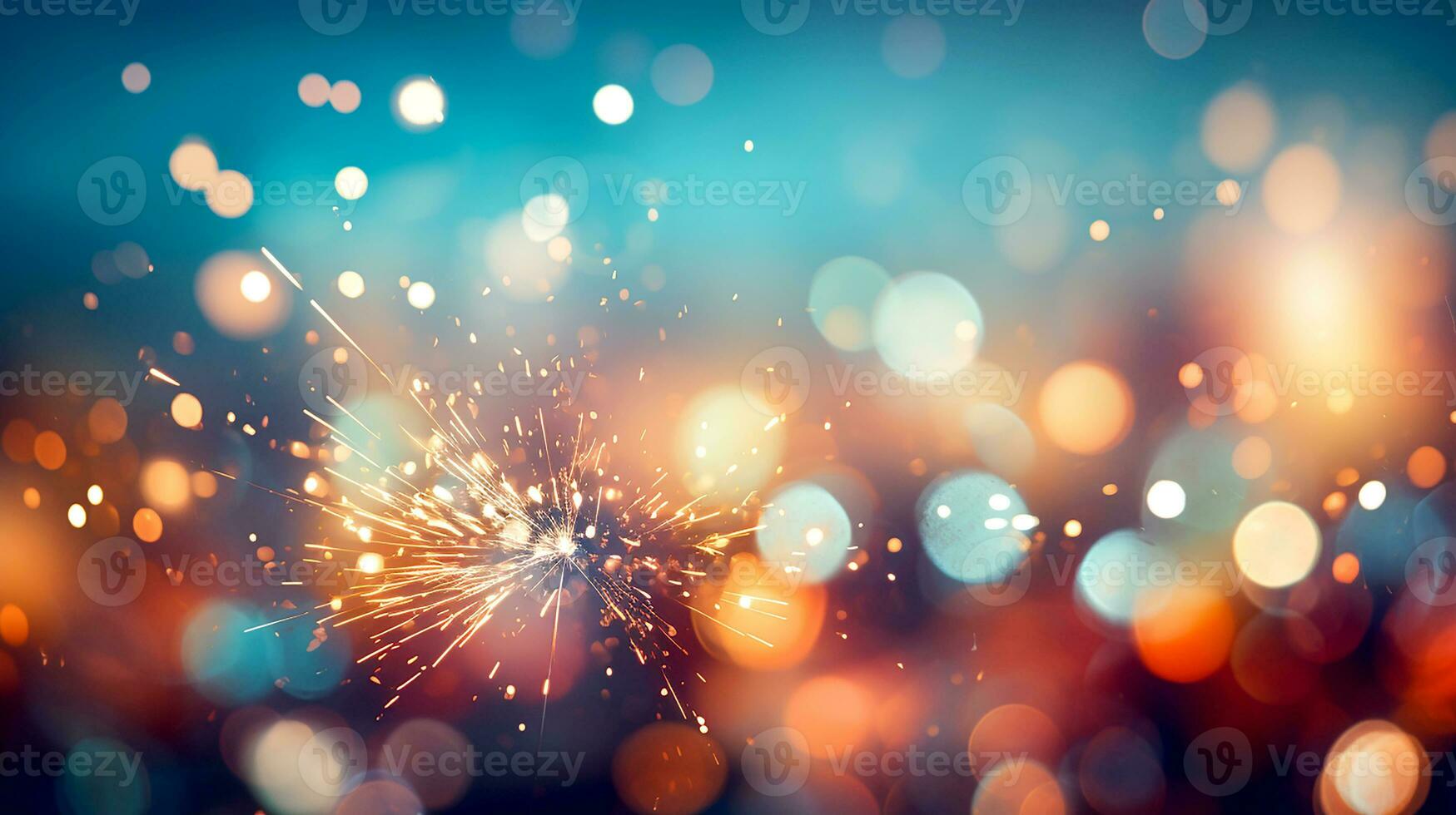 ai generado vistoso fuegos artificiales con bokeh luces. antecedentes con Copiar espacio para celebracion y aniversario concepto. generativo ai foto