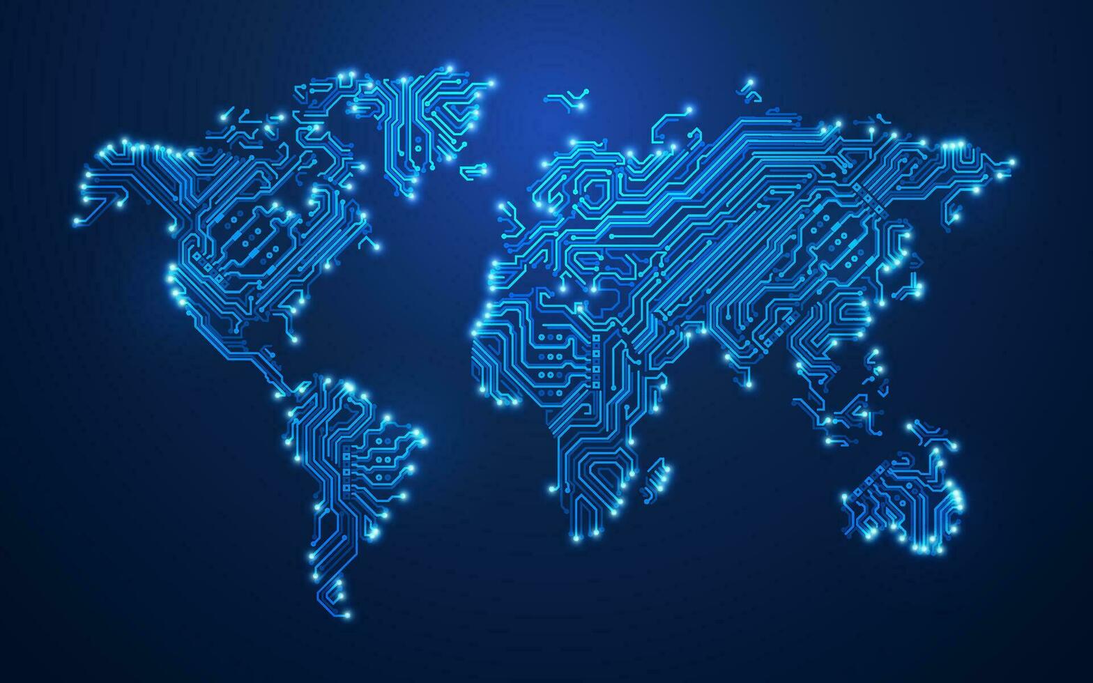 concept of iot or internet of things, Graphic of world map combined with electronic board vector