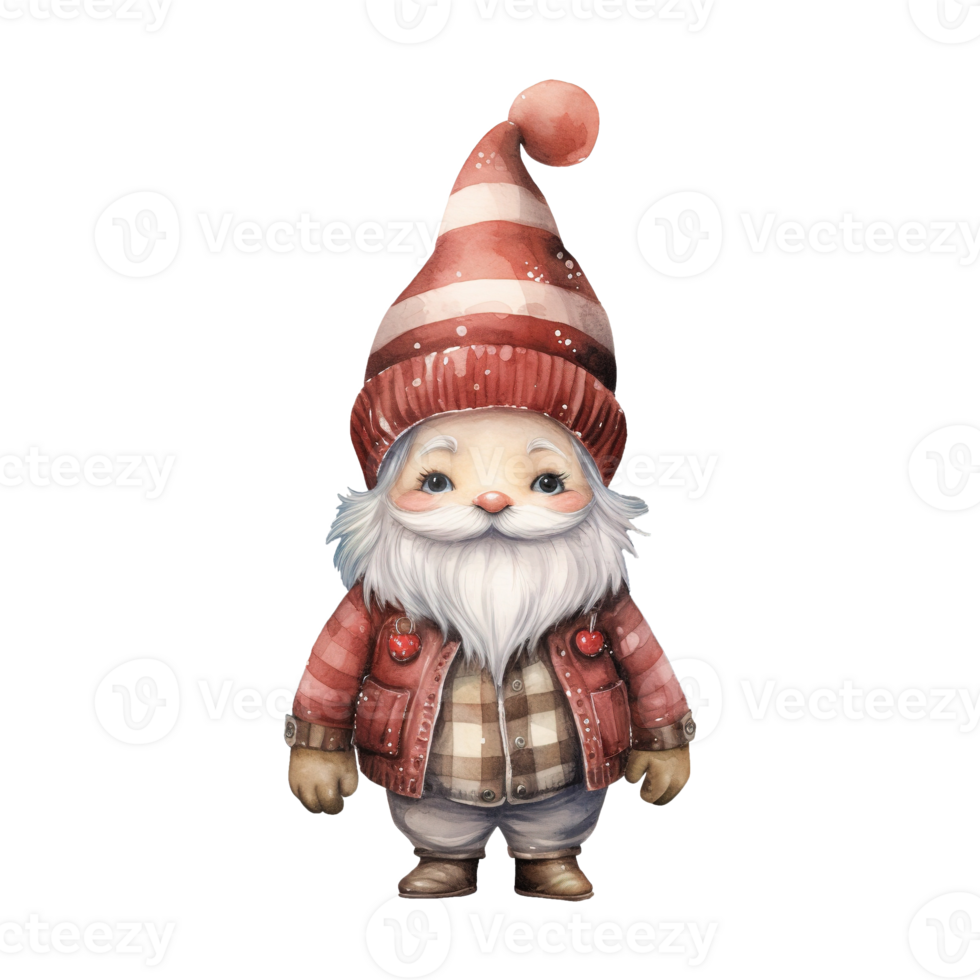 AI generated gnome with a cute red hat and sweater. AI generated image png