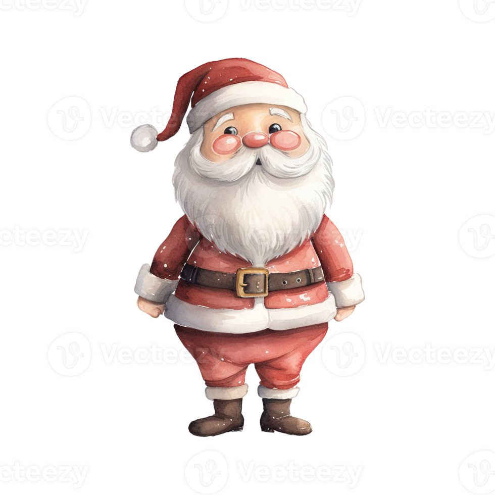 AI generated santa claus standing with a red hat. AI generated image png