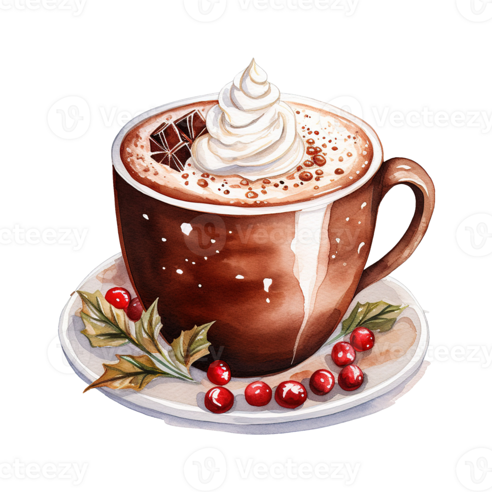 AI generated cup of hot chocolate with whipped cream. AI generated image png