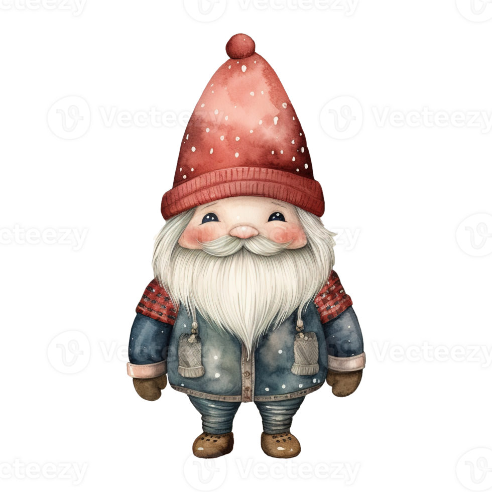 AI generated gnome with a cute red hat and sweater. AI generated image png