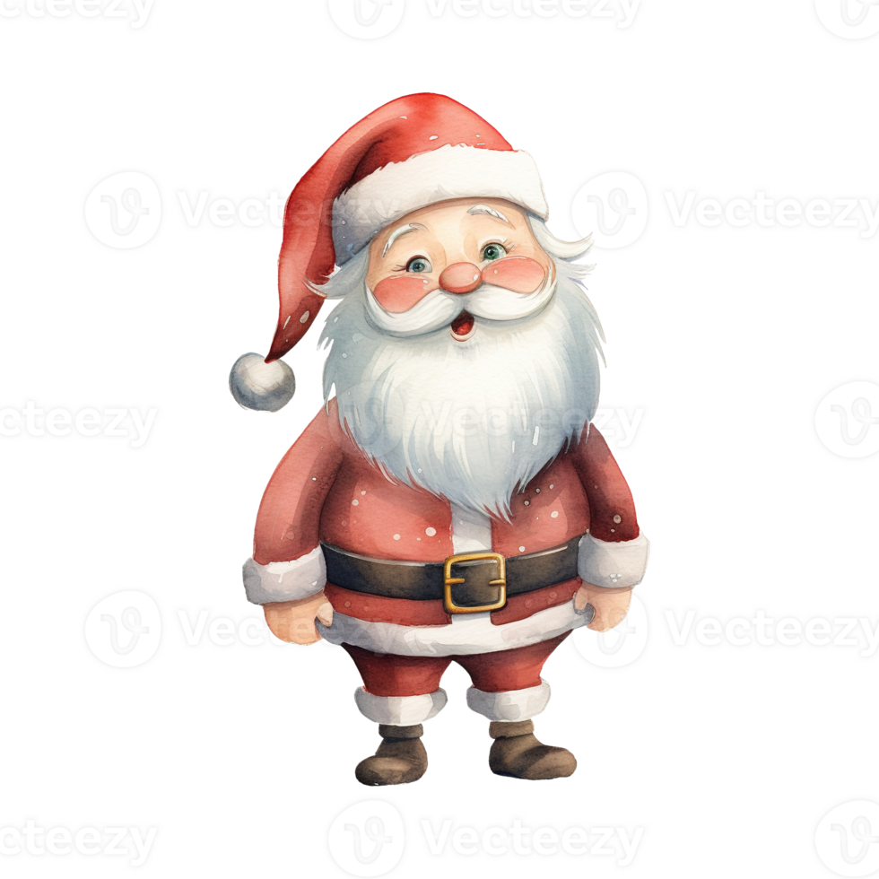 AI generated santa claus standing with a red hat. AI generated image png