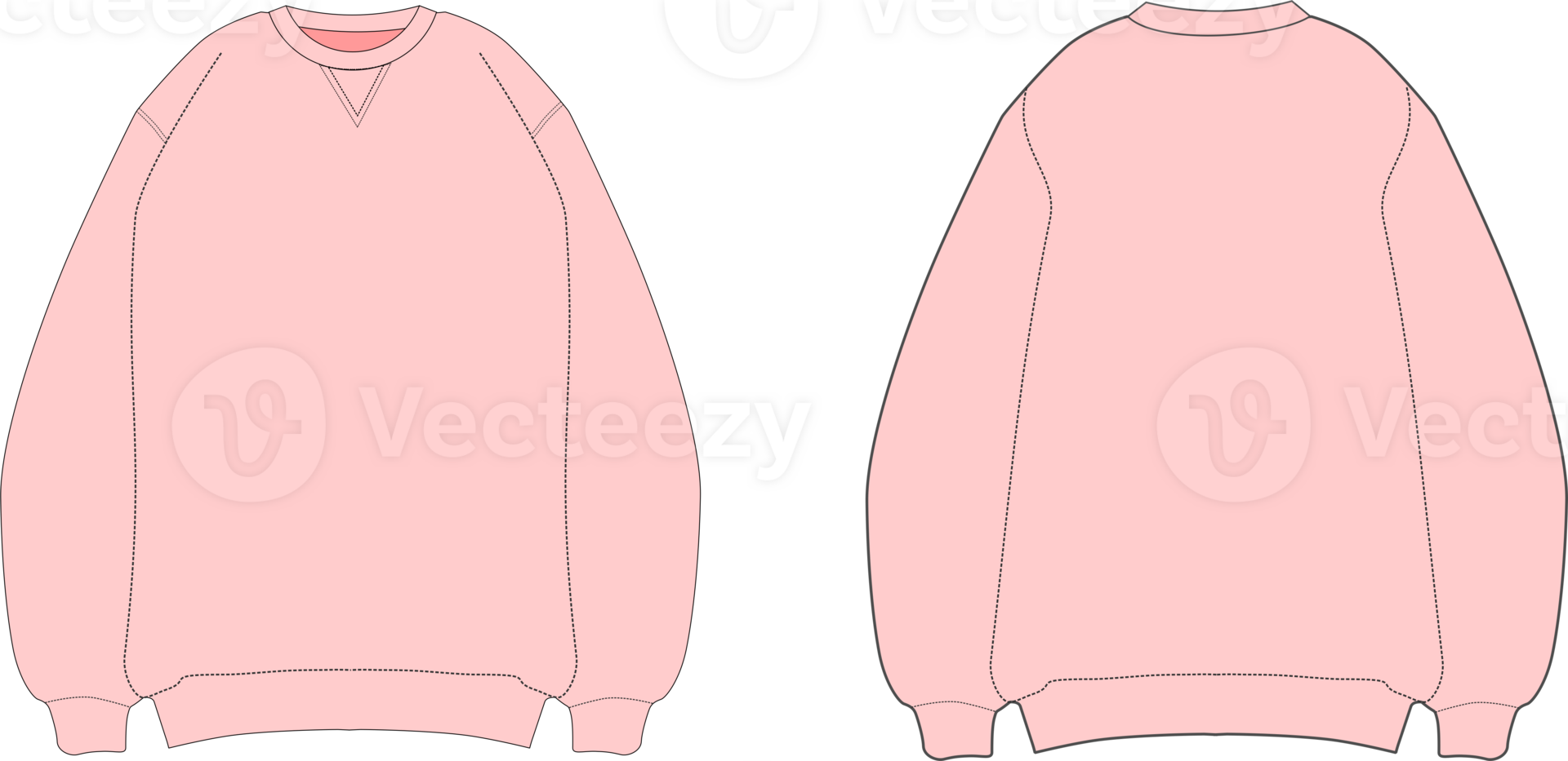 Oversized crewneck sweater flat png