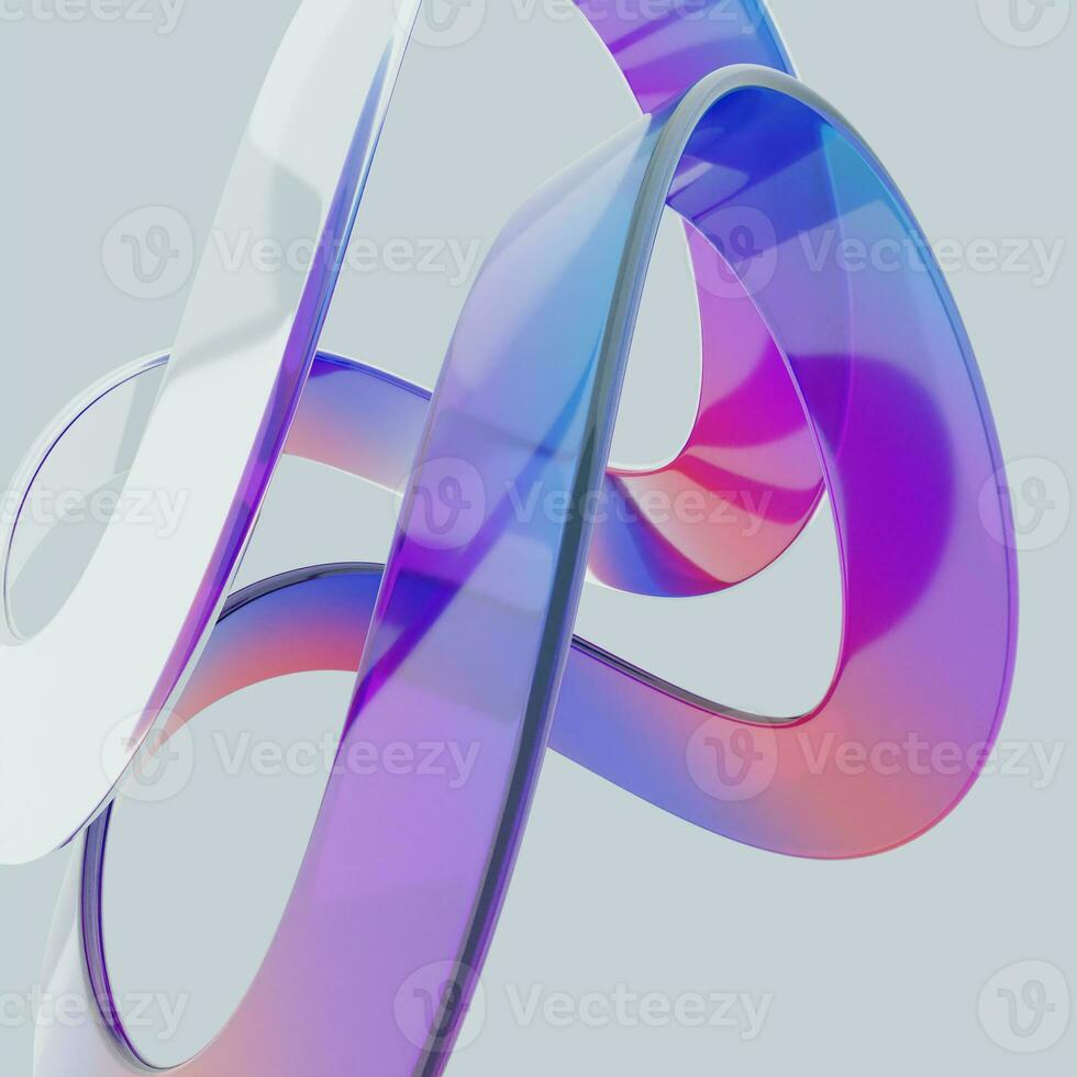 Gradient soft abstract waves with transparent glass style, , 3d render photo