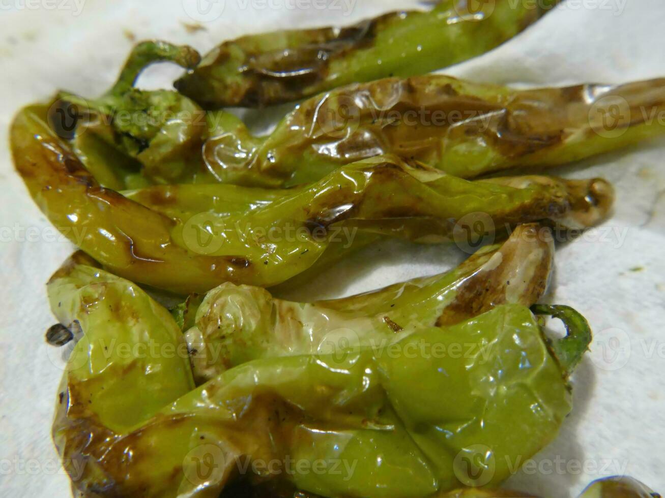 Hatch chile peppers after roasting in an air fryer photo