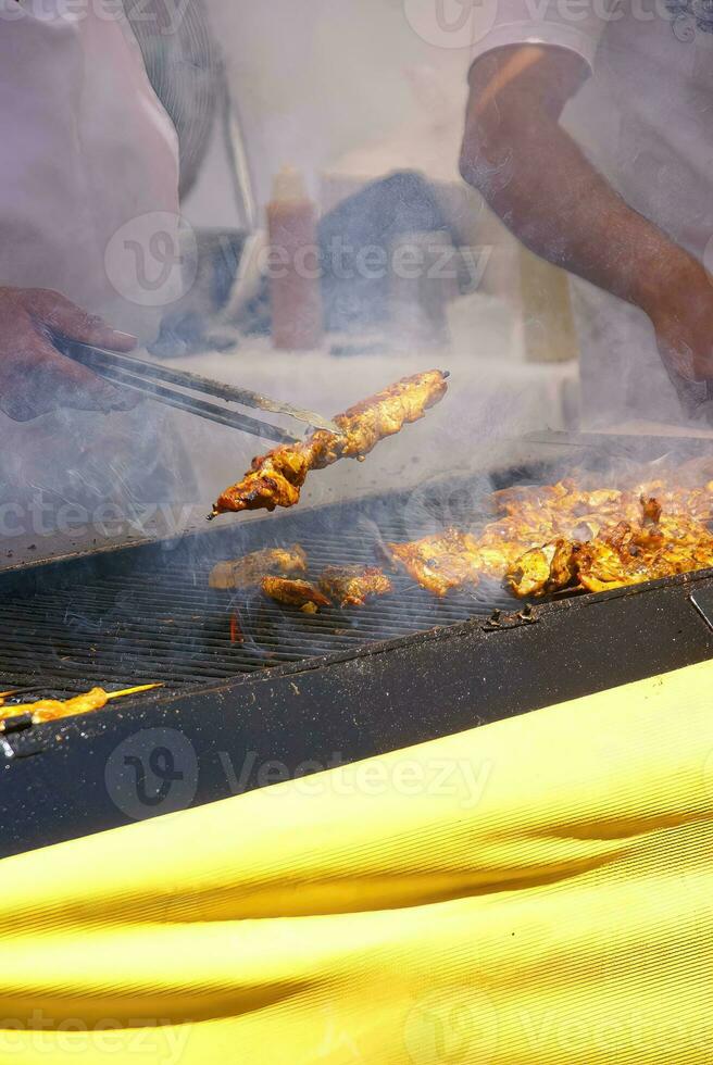 Cooking spicy kebabs photo