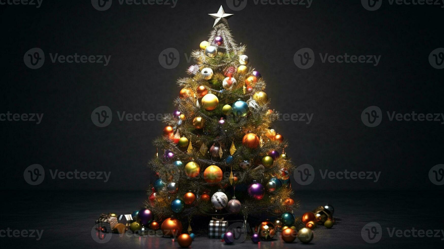 AI generated Christmas Tree with Decorations 1, Generative AI. photo