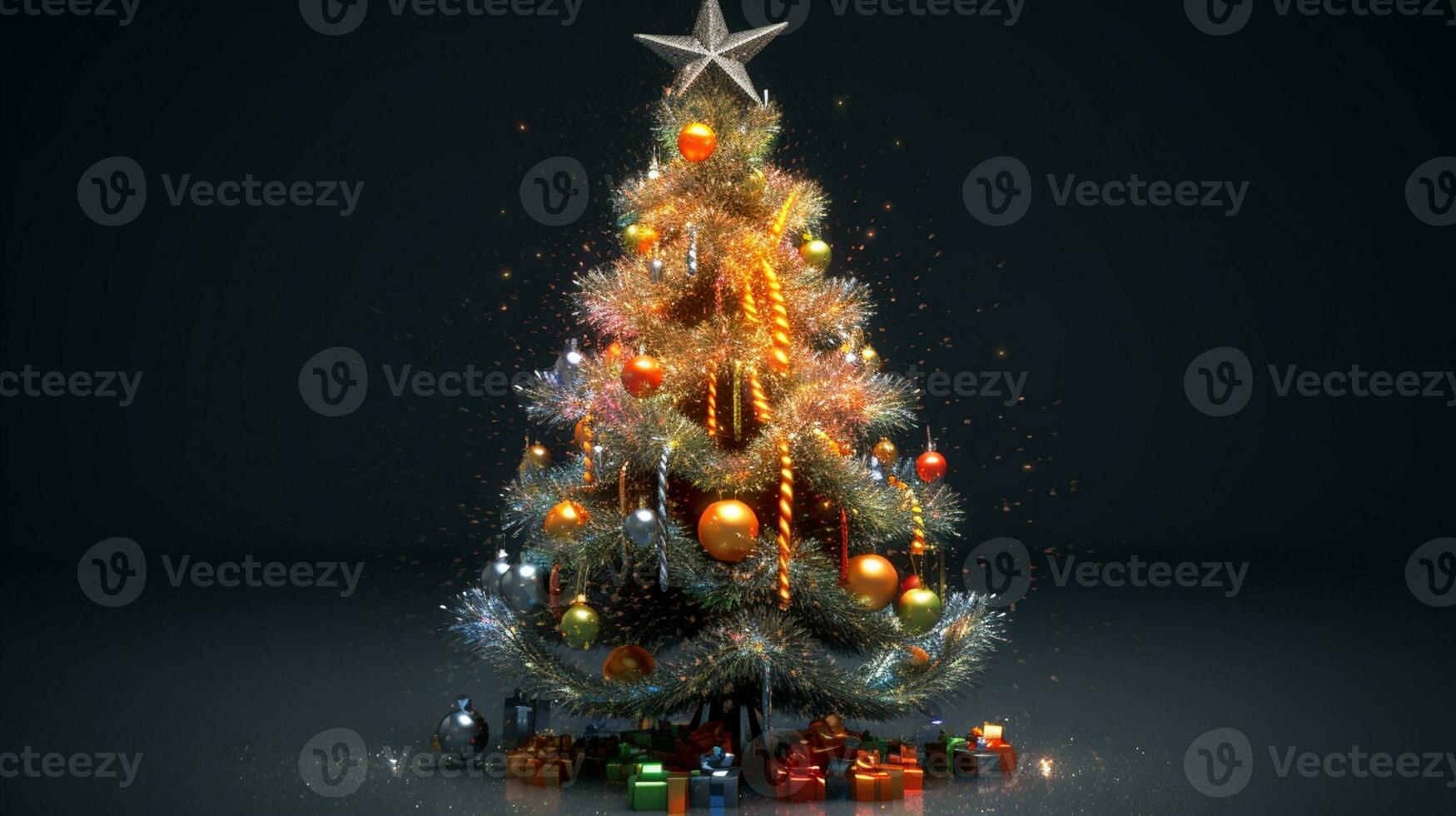 AI generated Christmas Tree with Decorations 1, Generative AI. photo