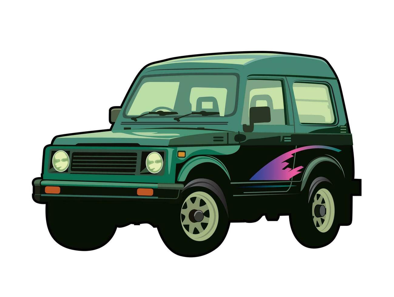 Old car vector shape. Suitable for bakcground design, booklet, brochure, leaflet.