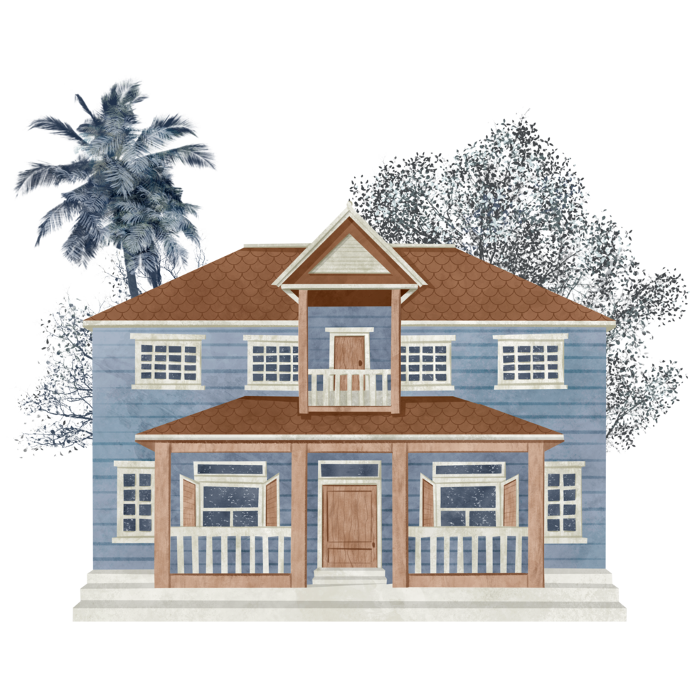 Watercolor Hand Drawn Country House png