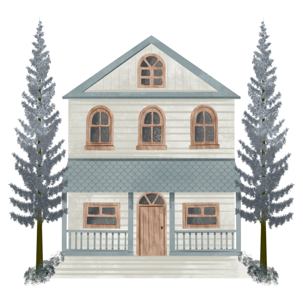 Watercolor Hand Drawn Farmhouse png