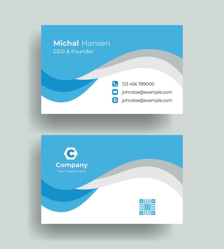 vector corporate Double-sided creative Professional modern simple unique blue minimalist gold elegant business card in red theme